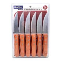 Conjunto de Facas Para Churrasco 6 Peças Jumbo Wooden 5 Conjunto de Facas Para Churrasco 6 Peças Jumbo Wooden 5