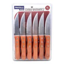 Conjunto de Facas Para Churrasco 6 Peças Jumbo Wooden 5 Conjunto de Facas Para Churrasco 6 Peças Jumbo Wooden 5