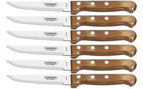 Conjunto de Facas para Churrasco Jumbo Tramontina em Aço Inox com Cabo Natural Polywood 6 Peças Conjunto de Facas para Churrasco Jumbo Tramontina em Aço Inox com Cabo Natural Polywood 6 Peças