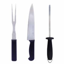 Conjunto de Facas Para Churrasco Master Line Preto 3 Peças - Mundial
