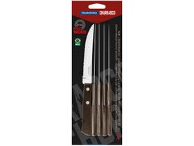 Conjunto de Facas para Churrasco Tramontina 5" em Aço Inox com Cabo Castanho Polywood 6 Peças