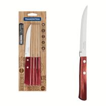 Conjunto de Facas para Churrasco Tramontina com Lâminas em Aço Inox e Cabos em Madeira Polywood Vermelho 6 Peças