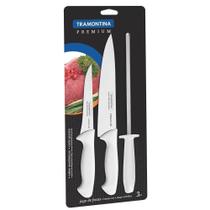 Conjunto de Facas Premium Inox Cabo Branco - 3 Peças - Tramontina Conjunto de Facas Premium Inox Cabo Branco - 3 Peças - Tramontina