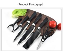 Conjunto de Facas Preto Profissional + Descascador de Legumes+ Tesoura Gourmet 6 Peças