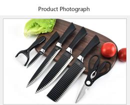 Conjunto de Facas Preto Profissional + Descascador de Legumes+ Tesoura Gourmet 6 Peças