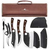 Conjunto de facas Purple Dragon Butcher de 9 peças Chef com saco de enrolar Conjunto de facas Purple Dragon Butcher de 9 peças Chef com saco de enrolar