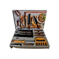 Conjunto de Facas Texas 8 Peças Churrasco Cozinha do Chef Cutelo Legumes Tesoura Kehome Carne Frango Conjunto de Facas Texas 8 Peças Churrasco Cozinha do Chef Cutelo Legumes Tesoura Kehome Carne Frango