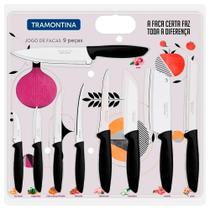 Conjunto de Facas Tramontina Plenus Inox Preto 9 Peças Conjunto de Facas Tramontina Plenus Inox Preto 9 Peças