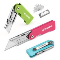 Conjunto de facas utilitárias WORKPRO dobrável com 10 lâminas extras, pacote com 3