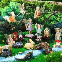 Conjunto de Fadas em Miniatura para Jardim Roowest com 19 Peças