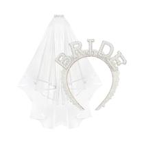 Conjunto De Faixa De Noiva Com Pérolas E Cristais, Tiara E Véu Para Despedida De Solteira, Chá De Conjunto De Faixa De Noiva Com Pérolas E Cristais, Tiara E Véu Para Despedida De Solteira, Chá De