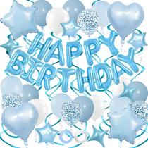 Conjunto de Faixa e Balões de Foil Azul para Decoração de Aniversário YWWSNSE Conjunto de Faixa e Balões de Foil Azul para Decoração de Aniversário YWWSNSE