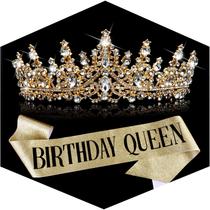 Conjunto de faixa e coroa Birthday Queen TOBATOBA para mulheres Conjunto de faixa e coroa Birthday Queen TOBATOBA para mulheres