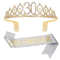 Conjunto de faixa e tiara de aniversário para 30 anos e fabuloso aniversário de 30 anos para mulheres