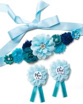 Conjunto de Faixa para Chá de Bebê Noah Baby com Pins Mamãe e Papai