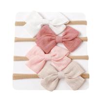 Conjunto De Faixas De Cabelo De Algodão De Bambu Para Meninas, Faixa De Cabelo De Nylon Fofa Para