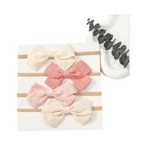 Conjunto De Faixas De Cabelo De Nylon Com Laço Fofo Para Meninas, Elástico Macio Para Fotografia De