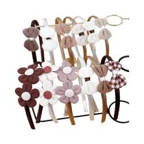 Conjunto De Faixas De Cabelo De Tecido Com Flores Para Meninas, 12 Peças, Laços De Cabelo Para Conjunto De Faixas De Cabelo De Tecido Com Flores Para Meninas, 12 Peças, Laços De Cabelo Para