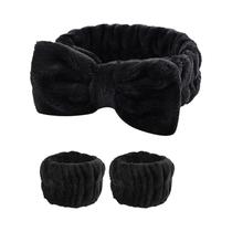 Conjunto De Faixas De Cabelo E Pulseiras De Fleece Coral Para Mulheres, Absorventes E Impermeáveis