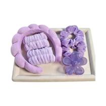 Conjunto De Faixas De Cabelo E Pulseiras De Fleece Coral Para Mulheres, Absorventes E Impermeáveis