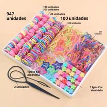 Conjunto De Faixas De Cabelo Elásticas Coloridas Para Meninas, Scrunchies De Cetim De Nylon, Suporte