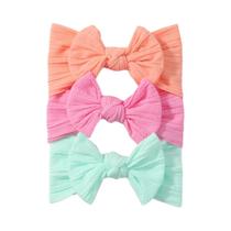 Conjunto De Faixas De Cabelo Elásticas De Nylon Para Bebês, Laços Macios De Cor Sólida Para