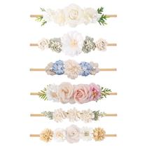 Conjunto de faixas de cabelo OOSAKU Baby Girl Floral, 6 peças de nylon macio