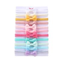 Conjunto De Faixas De Cabelo Para Bebê Em Cores Sólidas Com Laço 11 Peças Mini Nylon Alta