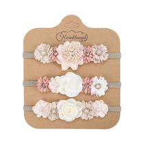 Conjunto De Faixas De Cabelo Para Bebês Meninas Com Flores E Strass, Bandas De Cabelo De Nylon, Conjunto De Faixas De Cabelo Para Bebês Meninas Com Flores E Strass, Bandas De Cabelo De Nylon,