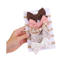 Conjunto De Faixas De Cabelo Para Bebês Meninas Com Laços Macios Em Nylon E Algodão Para