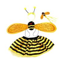 Conjunto De Fantasia De Abelha Amarela Com 4 Peças: Tiara Com Antenas, Asas E Varinha Mágica Para