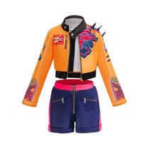 Conjunto De Fantasia De Caçadora De Demônios Rumi Para Meninas, Jaqueta Impressa, Calças, Meias,