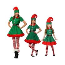 Conjunto De Fantasia De Elfo Verde Papai Noel Para Crianças E Adultos, Cosplay De Natal E Halloween,