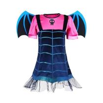 Conjunto De Fantasia De Halloween Para Meninas, Fantasia De Morcego Roxo, Vestido, Asas, Faixa De