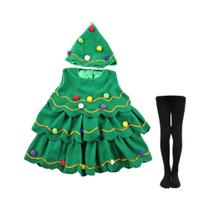 Conjunto De Fantasia De Natal Para Meninas: Vestido E Chapéu Adoráveis Para Festa De Natal E Dia De