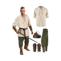 Conjunto de Fantasia de Pirata Medieval para Halloween - Acessórios Viking - 4 Peças