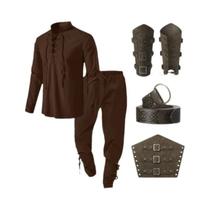 Conjunto De Fantasia De Pirata Renascentista De Halloween Masculino Acessórios Vikings Medievais 4