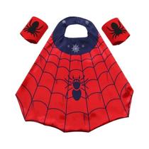 Conjunto De Fantasia De Super-Herói Infantil Para Halloween Com Capa, Máscara E Pulseira Para