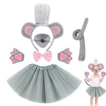 Conjunto de Fantasia Infantil de Elefante e Rato com Orelhas, Cauda, Saia de Tule e Acessórios Conjunto de Fantasia Infantil de Elefante e Rato com Orelhas, Cauda, Saia de Tule e Acessórios