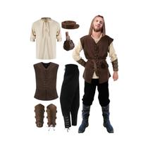 Conjunto De Fantasia Medieval Renascentista Masculina Para Halloween Com 6 Peças: Colete, Camisa, Conjunto De Fantasia Medieval Renascentista Masculina Para Halloween Com 6 Peças: Colete, Camisa,