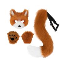 Conjunto De Fantasia Para Meninas E Mulheres Com Luvas De Pata De Raposa De Pelúcia E Máscara De