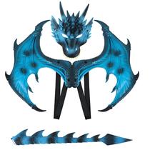 Conjunto de fantasias Alodidae Dragon Devil Wings Tail Dino Mask Blue Conjunto de fantasias Alodidae Dragon Devil Wings Tail Dino Mask Blue
