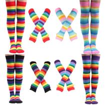 Conjunto de fantasias Barroves, 4 conjuntos de meias e luvas listradas femininas