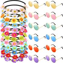 Conjunto de fantasias Bememo Hippie Headband Glass 70s 60s para mulheres