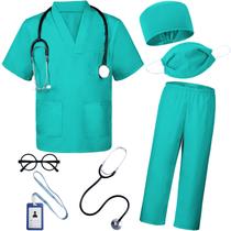 Conjunto de fantasias BOMLY Doctor para crianças, 7 peças de esfoliantes para enfermeiras