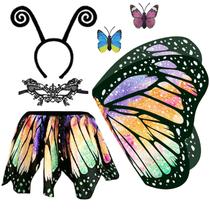 Conjunto de fantasias de borboleta para meninas com asas duplas