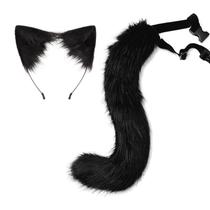 Conjunto de fantasias de cosplay Moyubath Cat Wolf Fox Tail Ears Black