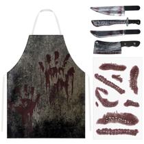 Conjunto de fantasias de Halloween Shine Scary com faca, tatuagens e avental