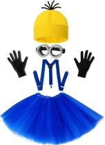 Conjunto de fantasias de Halloween WISHTEN, gorro amarelo, tutu azul Conjunto de fantasias de Halloween WISHTEN, gorro amarelo, tutu azul