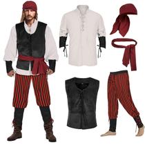Conjunto de fantasias de pirata: camisa renascentista IWQBQ, colete medieval masculino